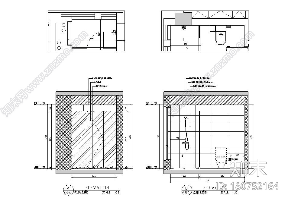 山水国际190m²样板间装修施工图+官方摄影cad施工图下载【ID:180752164】