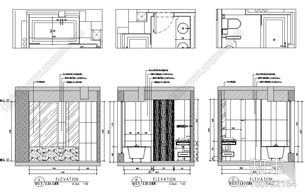 山水国际190m²样板间装修施工图+官方摄影cad施工图下载【ID:180752164】