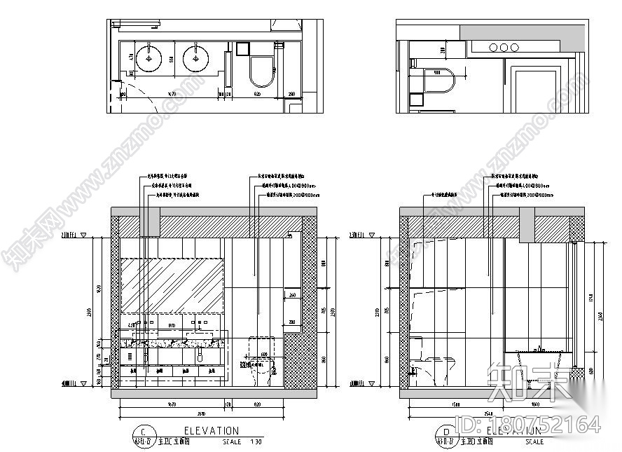 山水国际190m²样板间装修施工图+官方摄影cad施工图下载【ID:180752164】