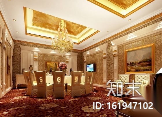 [天津]特色婚宴酒店宴会厅包间施工图（含效果）cad施工图下载【ID:161947102】