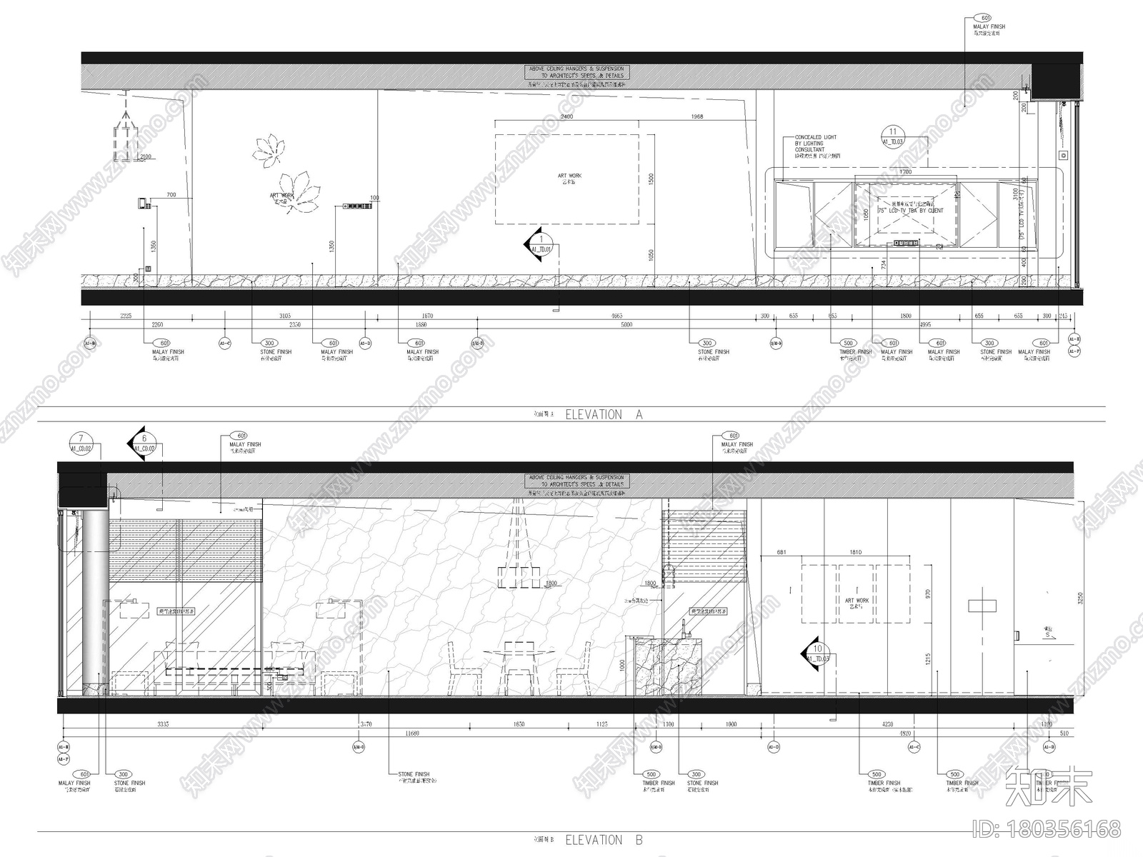 [三亚]晋园三层五居室别墅样板间装修施工图cad施工图下载【ID:180356168】