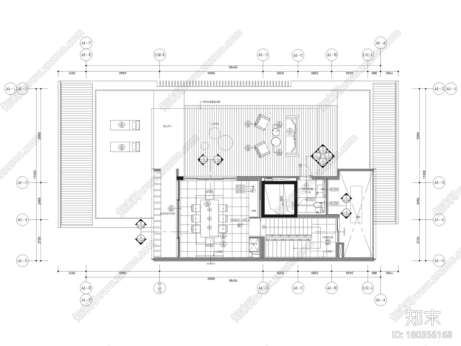 [三亚]晋园三层五居室别墅样板间装修施工图cad施工图下载【ID:180356168】