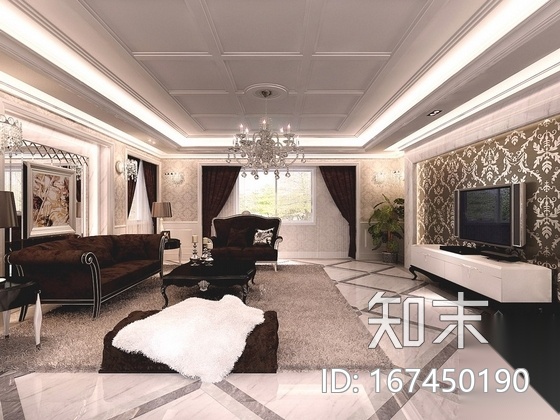 [南通]精装现代简欧三居室装修图（含效果）cad施工图下载【ID:167450190】