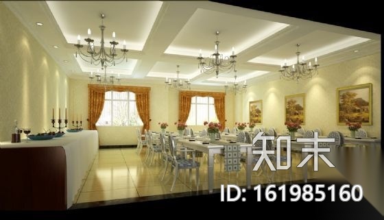酒店早餐厅室内装修图（含效果）cad施工图下载【ID:161985160】