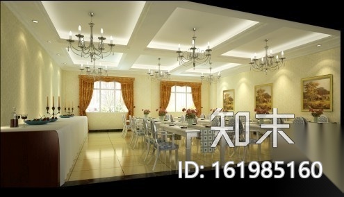 酒店早餐厅室内装修图（含效果）cad施工图下载【ID:161985160】