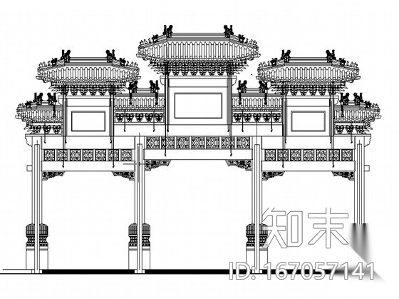 某古建牌楼方案图cad施工图下载【ID:167057141】