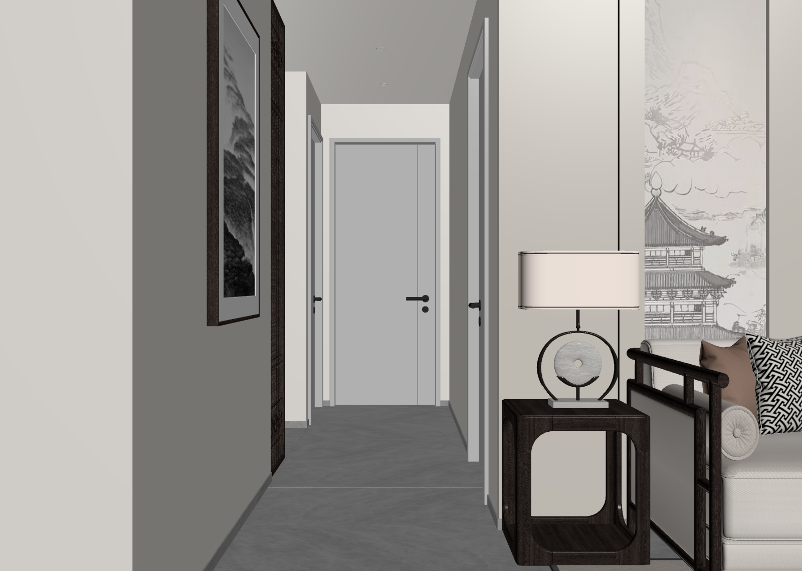 新中式走廊3D模型下载【ID:1214718713】