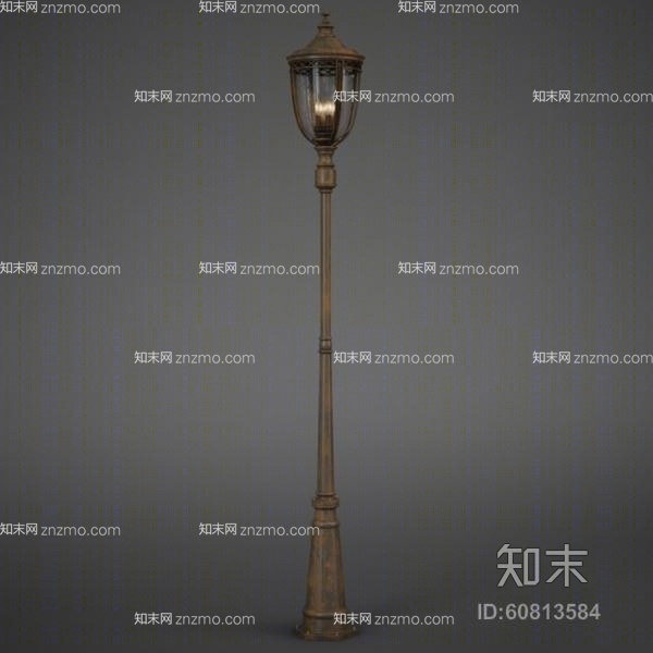 欧式古典棕色金属花园灯3D模型下载【ID:60813584】