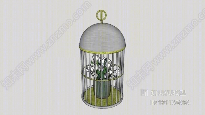 带花瓶和Flowers的鸟笼SU模型下载【ID:131165565】