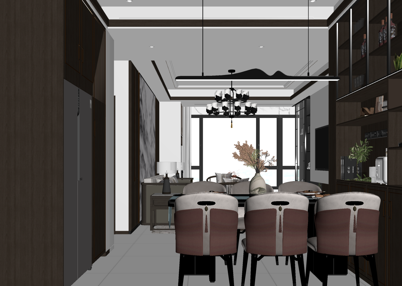 新中式家居餐厅3D模型下载【ID:1214598968】