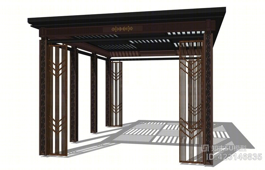 新中式凉亭SU模型下载【ID:423146835】