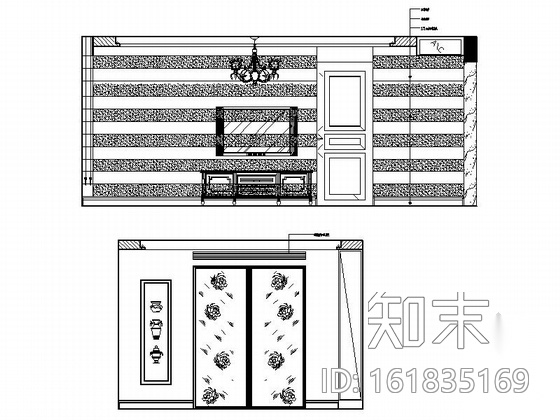 [北京]现代大气三居样板间室内装修施工图（含效果）cad施工图下载【ID:161835169】