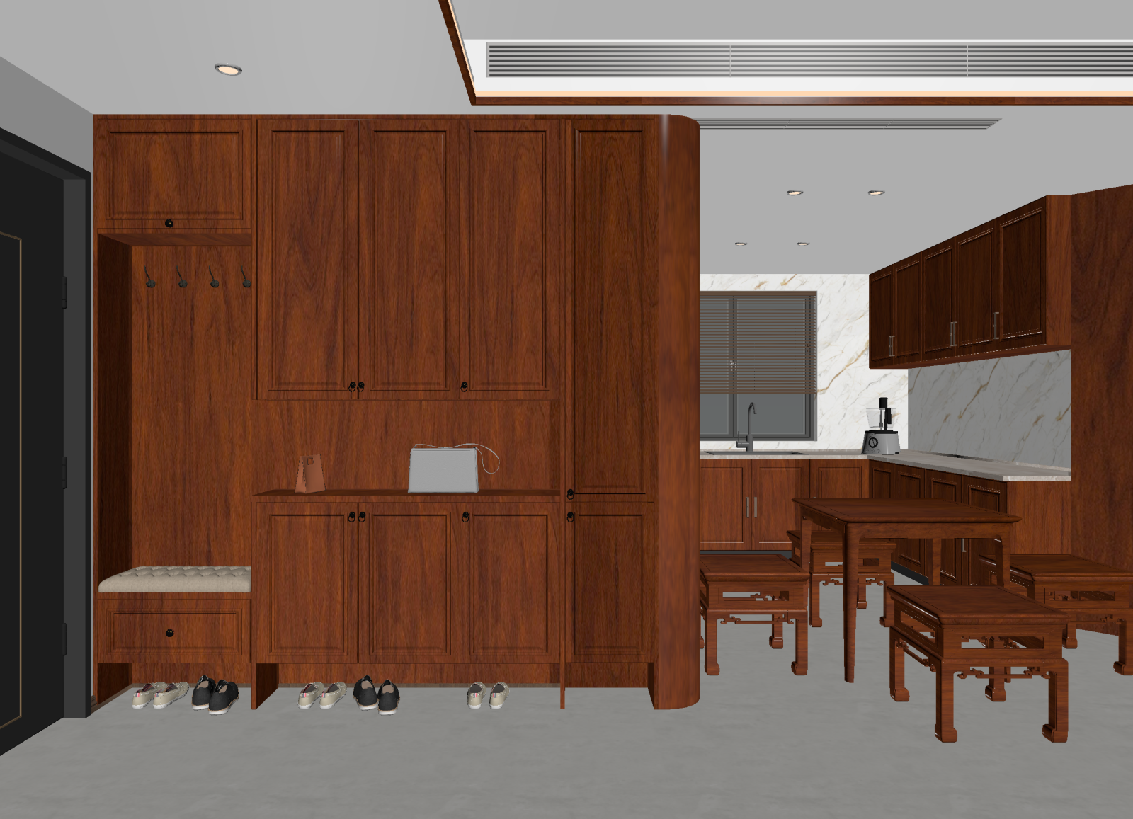 中式玄关3D模型下载【ID:1214800031】