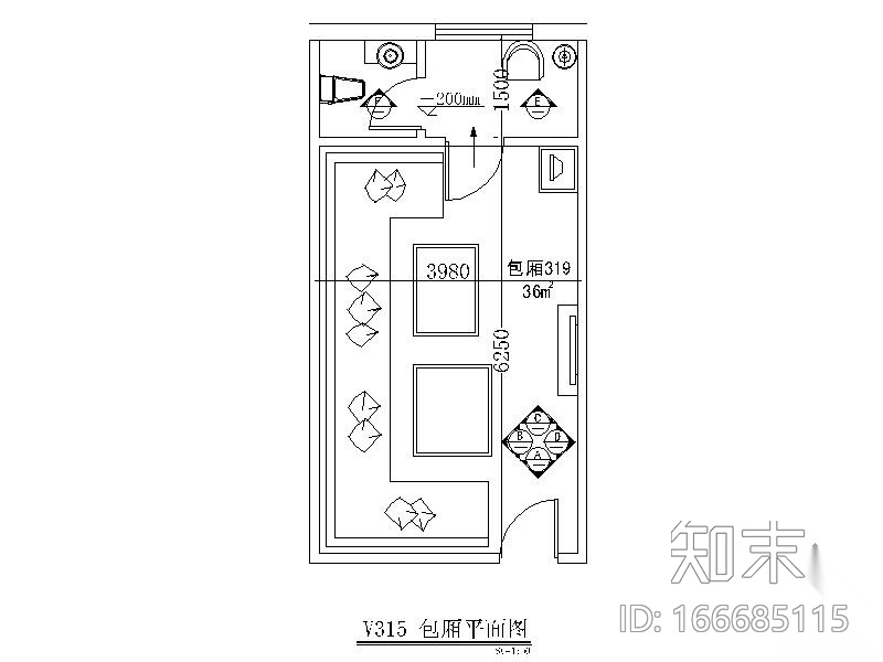 酒吧包间装修图cad施工图下载【ID:166685115】