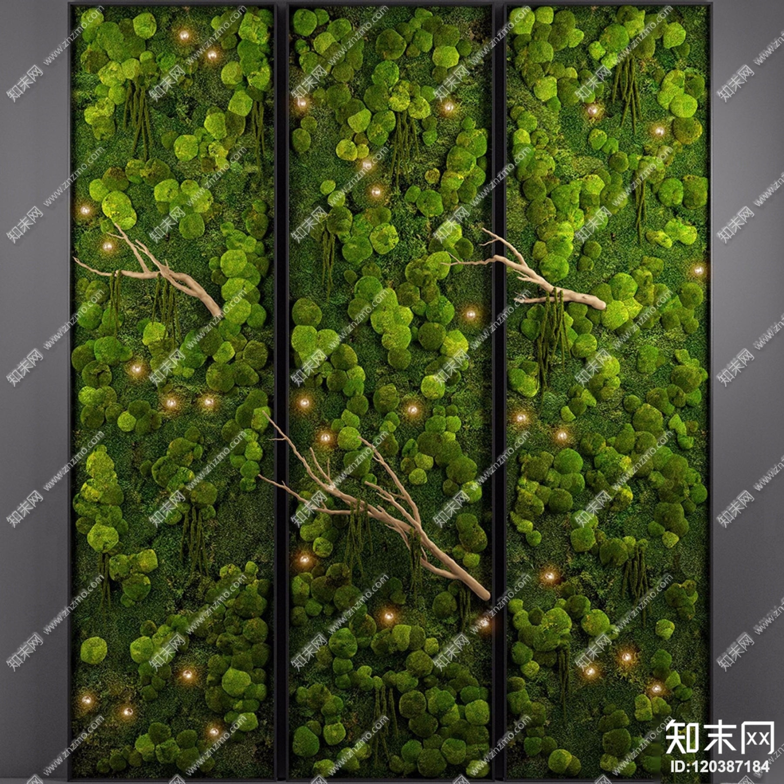 现代植物背景墙3D模型下载【ID:120387184】