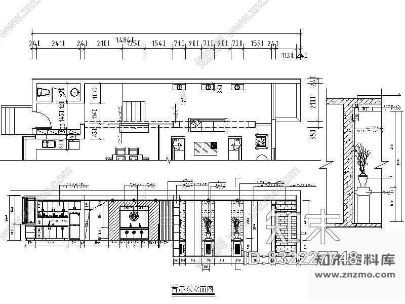 图块/节点过道立面图1cad施工图下载【ID:832227748】