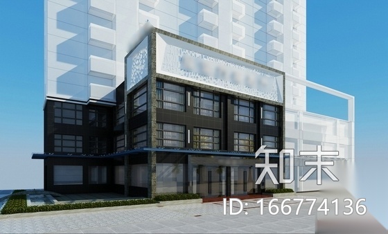 [福州]现代风格地产总部办公室装修图（含效果）cad施工图下载【ID:166774136】