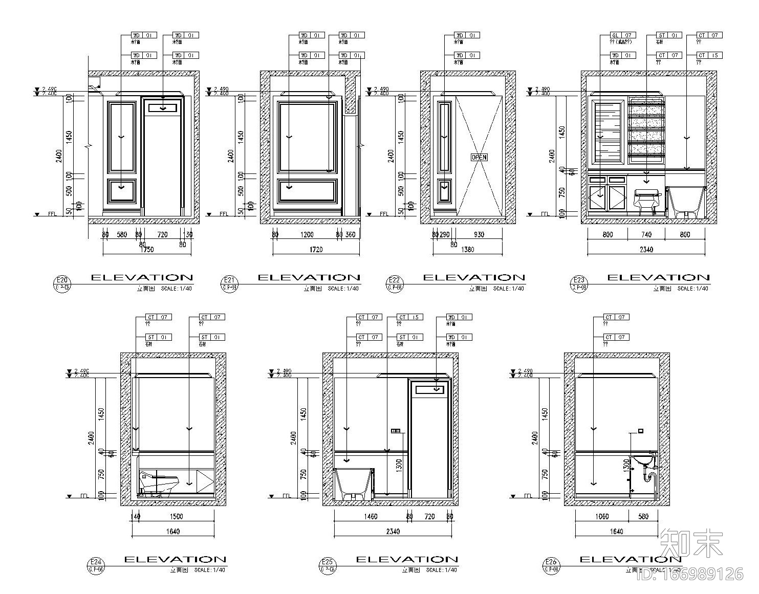 [苏州]法式古典风格样板间装修施工图（附效果图）cad施工图下载【ID:166989126】