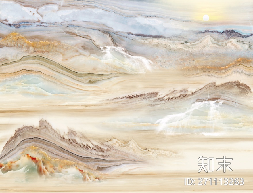 水天一色石材背景墙贴图下载【ID:271113263】