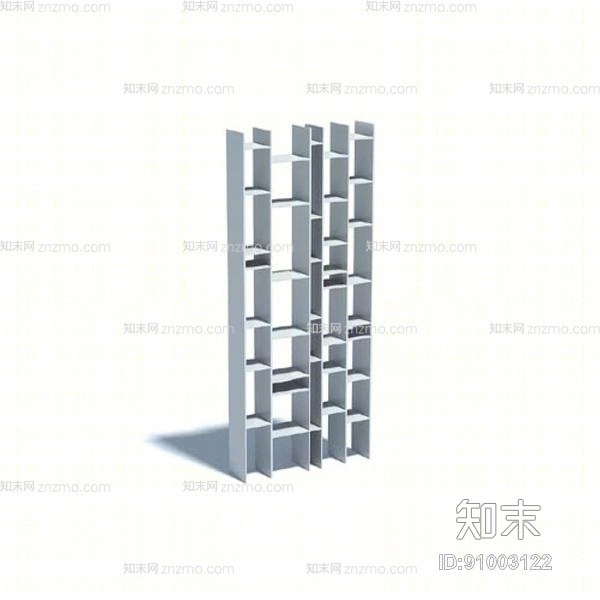 现代白色长方形木艺装饰柜3D模型下载【ID:91003122】