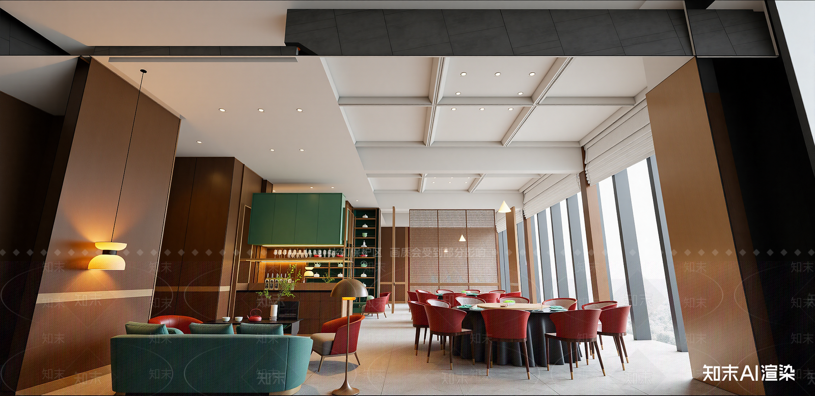现代酒店餐厅SU模型下载【ID:1215210368】
