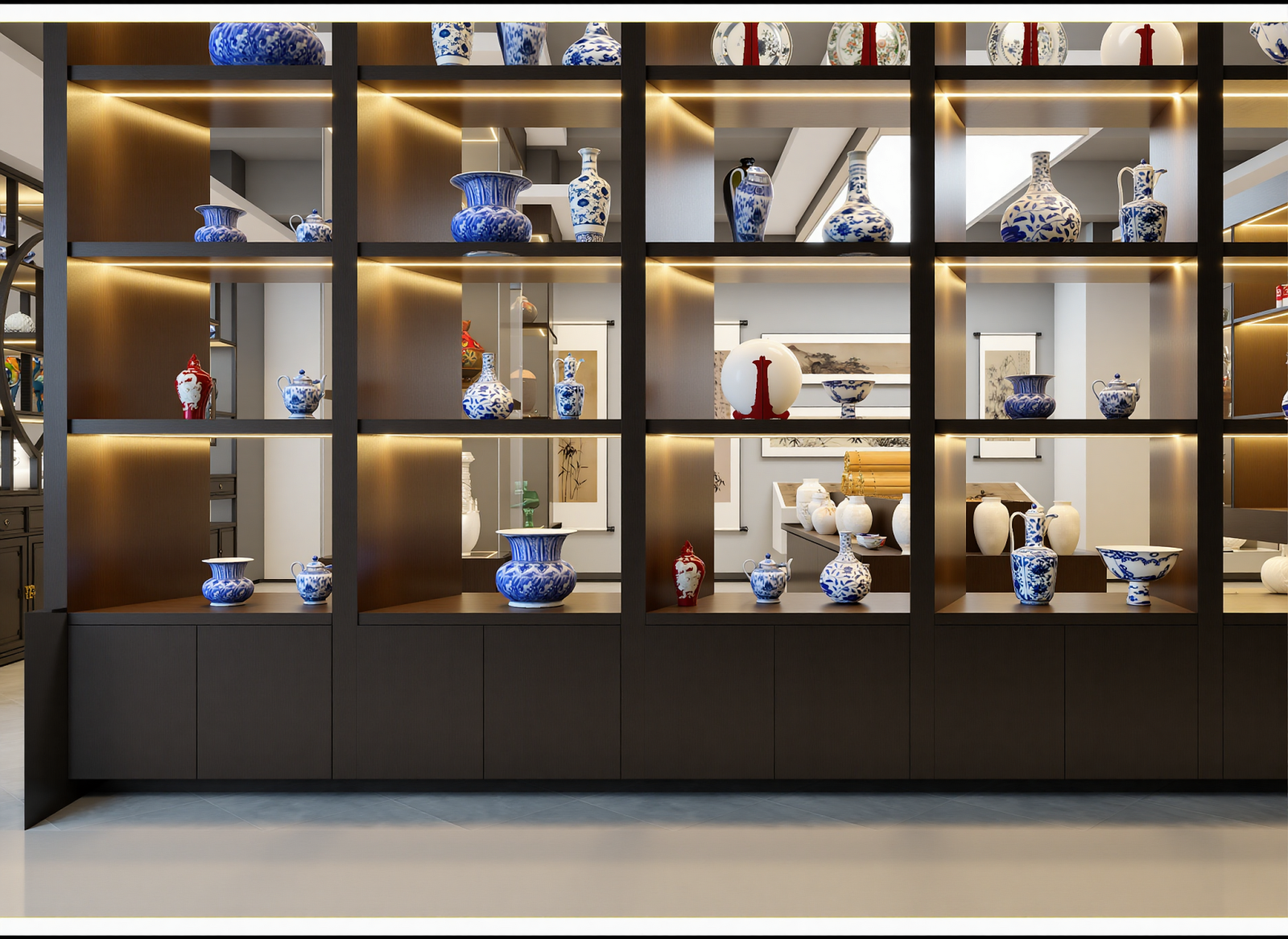 中式陶瓷展厅3D模型下载【ID:1214859568】