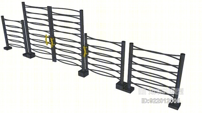 现代钢栅栏SU模型下载【ID:922012005】