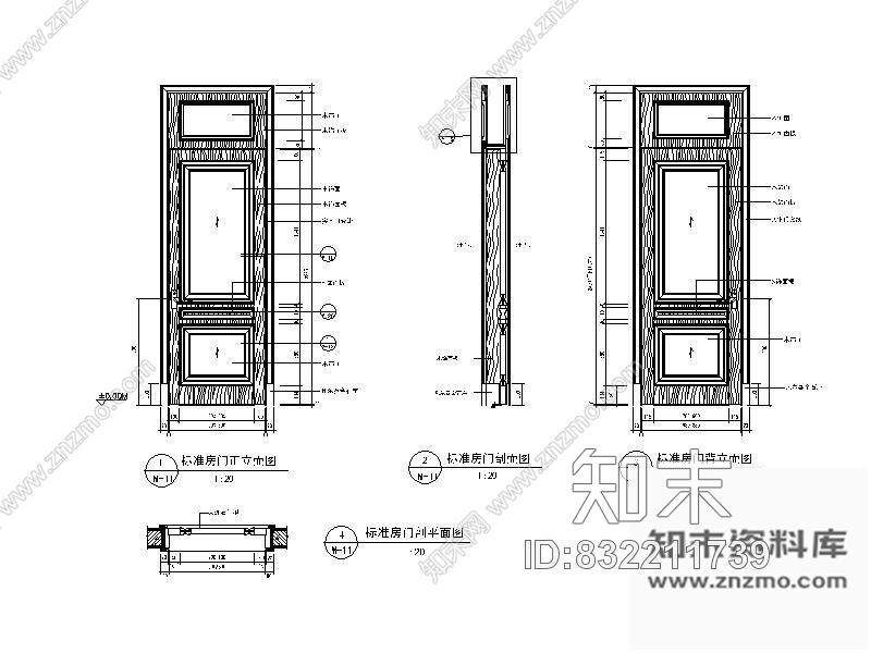 图块/节点家居标准木门详图cad施工图下载【ID:832211739】