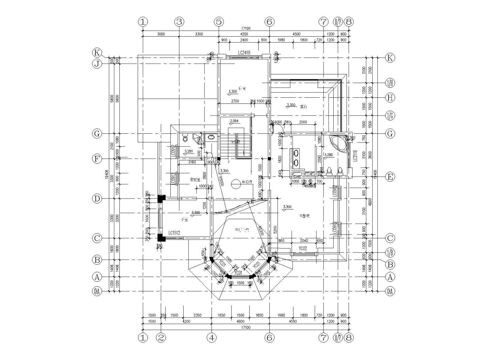 欧陆风格独栋别墅建筑施工图（附效果图）cad施工图下载【ID:151388149】