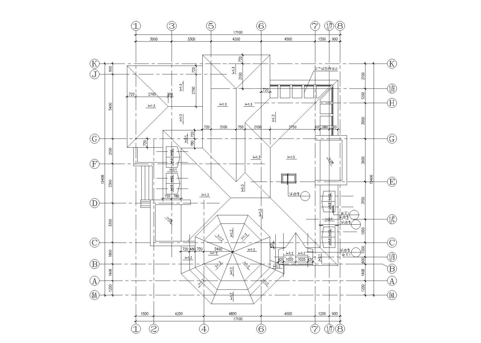 欧陆风格独栋别墅建筑施工图（附效果图）cad施工图下载【ID:151388149】