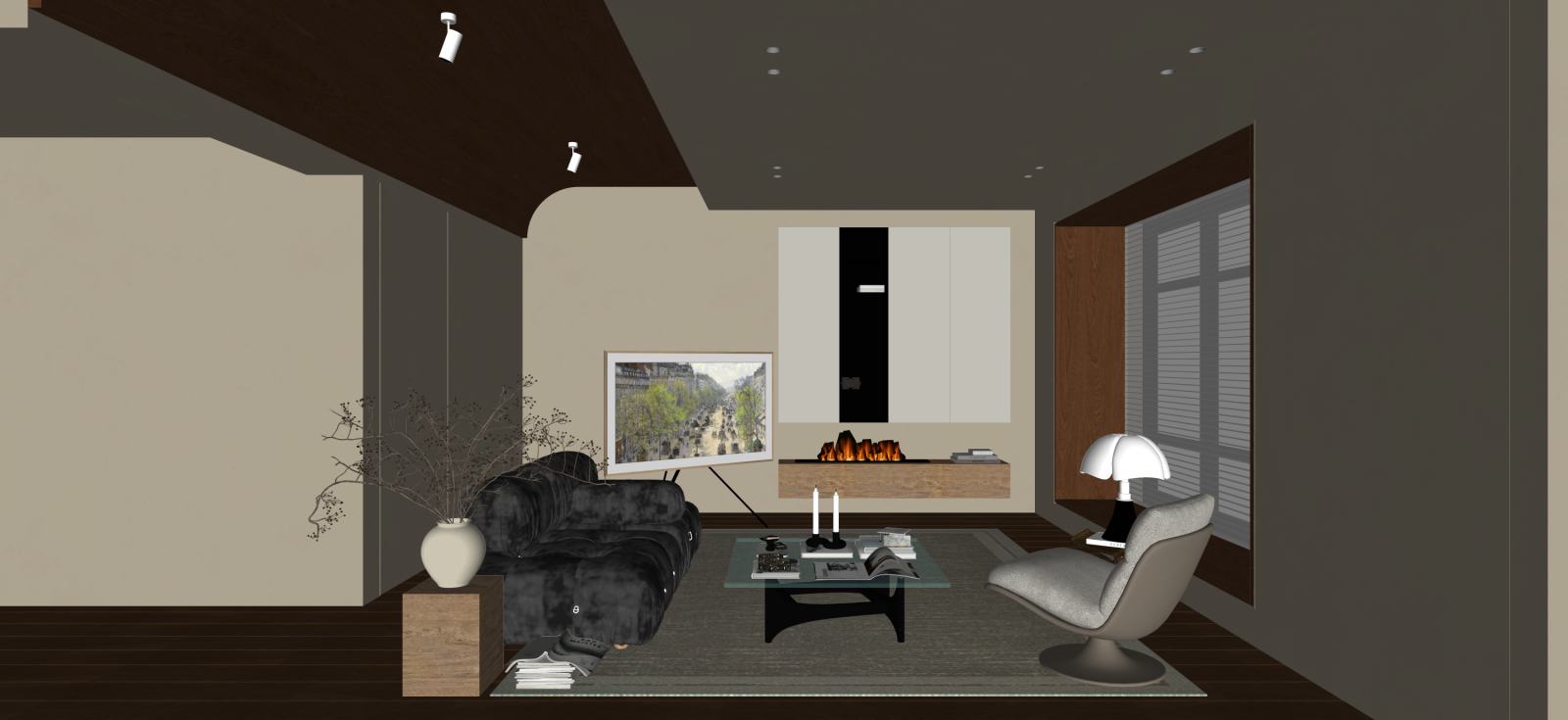 现代家居客厅SU模型下载【ID:1222196055】