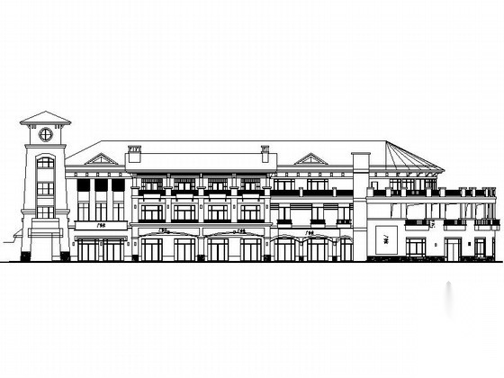 某三层欧式售楼处建筑施工图施工图下载【ID:160720178】