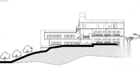 某小型的山地图书馆建筑方案带效果图cad施工图下载【ID:164864161】