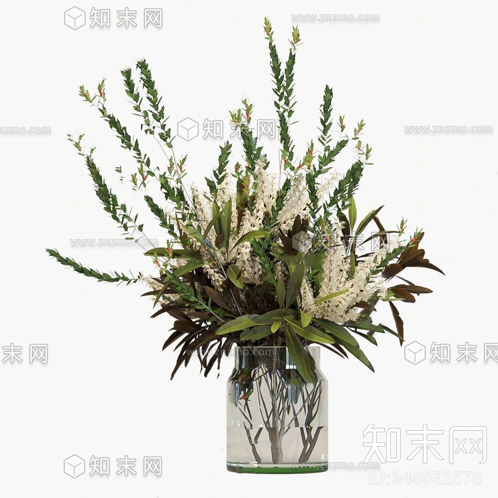 现代花瓶花艺3D模型下载【ID:948052578】