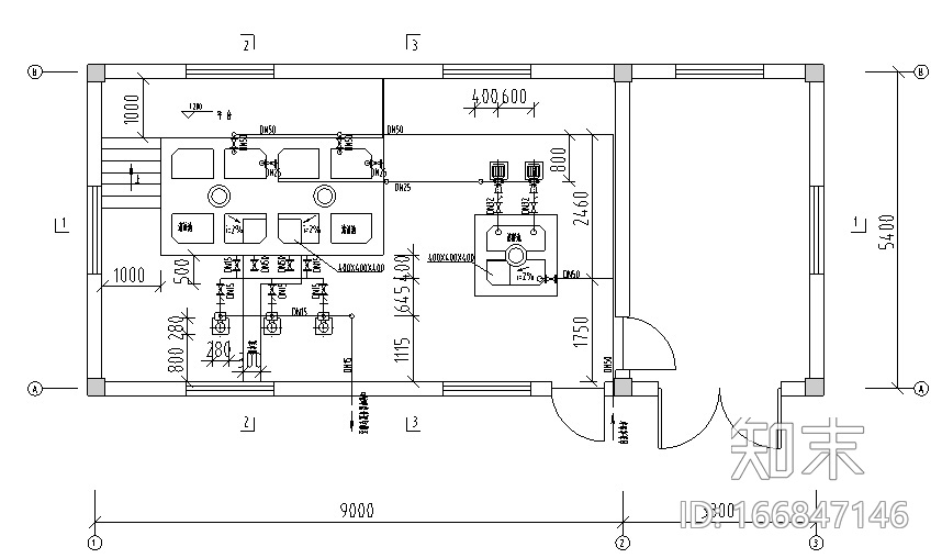 山西四万吨污水厂中水回用工艺图纸（CAD）cad施工图下载【ID:166847146】