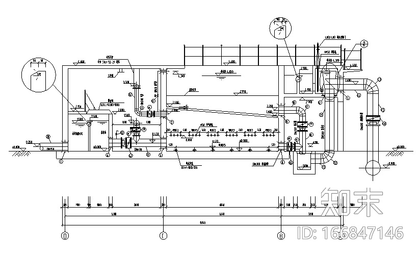 山西四万吨污水厂中水回用工艺图纸（CAD）cad施工图下载【ID:166847146】