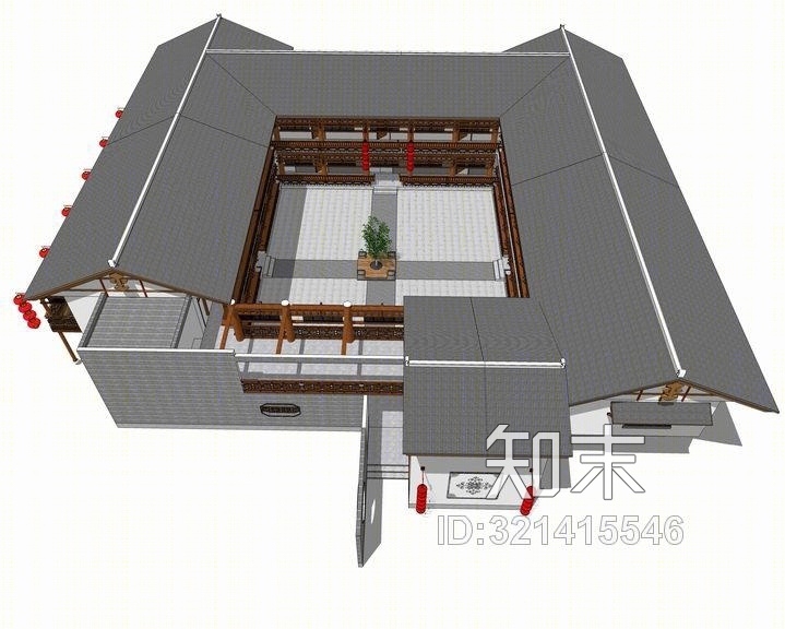 中式客栈SU模型下载【ID:321415546】