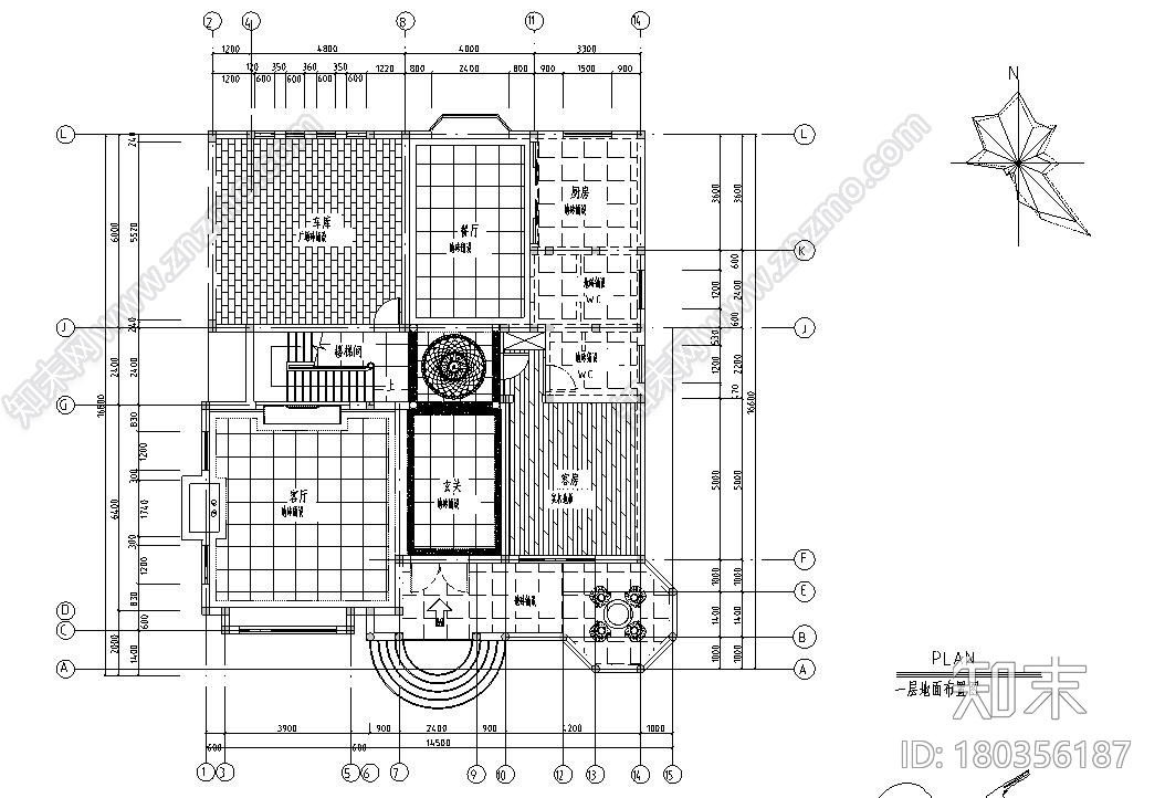 红色调欧式三居室2层别墅装修施工图cad施工图下载【ID:180356187】