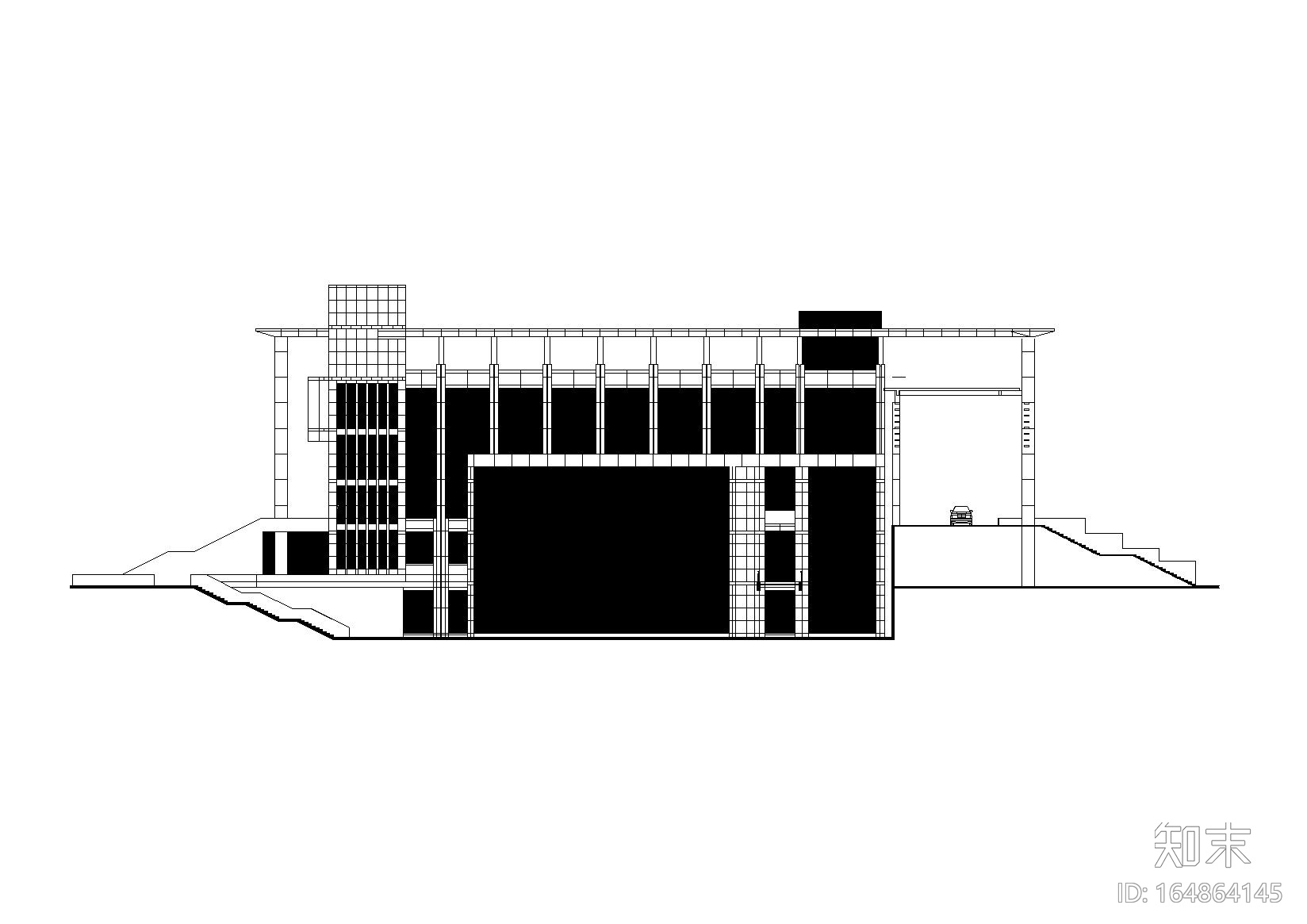 [湖北]某市级大型联排市民服务中心会议大楼（CAD...施工图下载【ID:164864145】