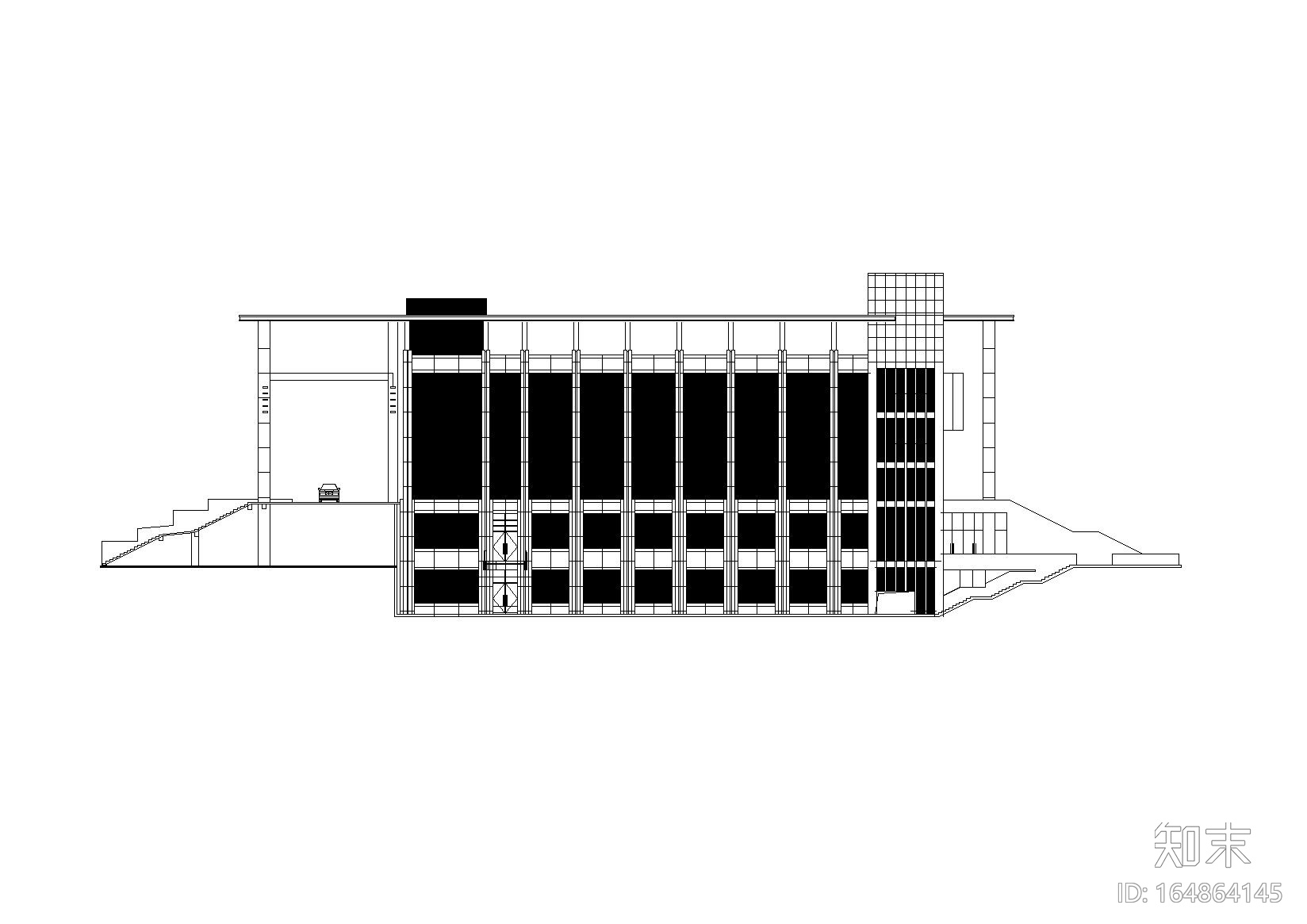 [湖北]某市级大型联排市民服务中心会议大楼（CAD...施工图下载【ID:164864145】