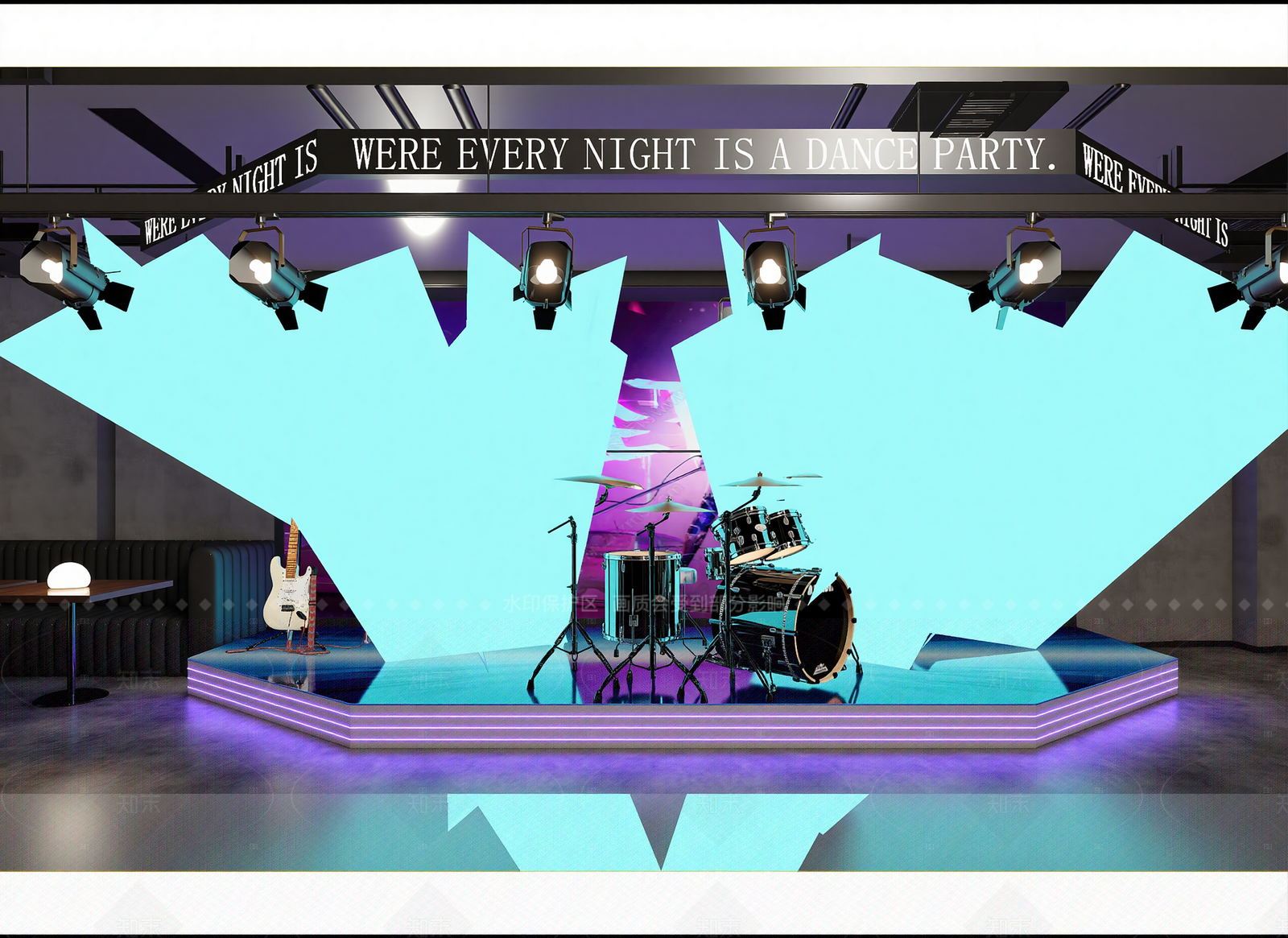 现代酒吧舞台3D模型下载【ID:1214972043】