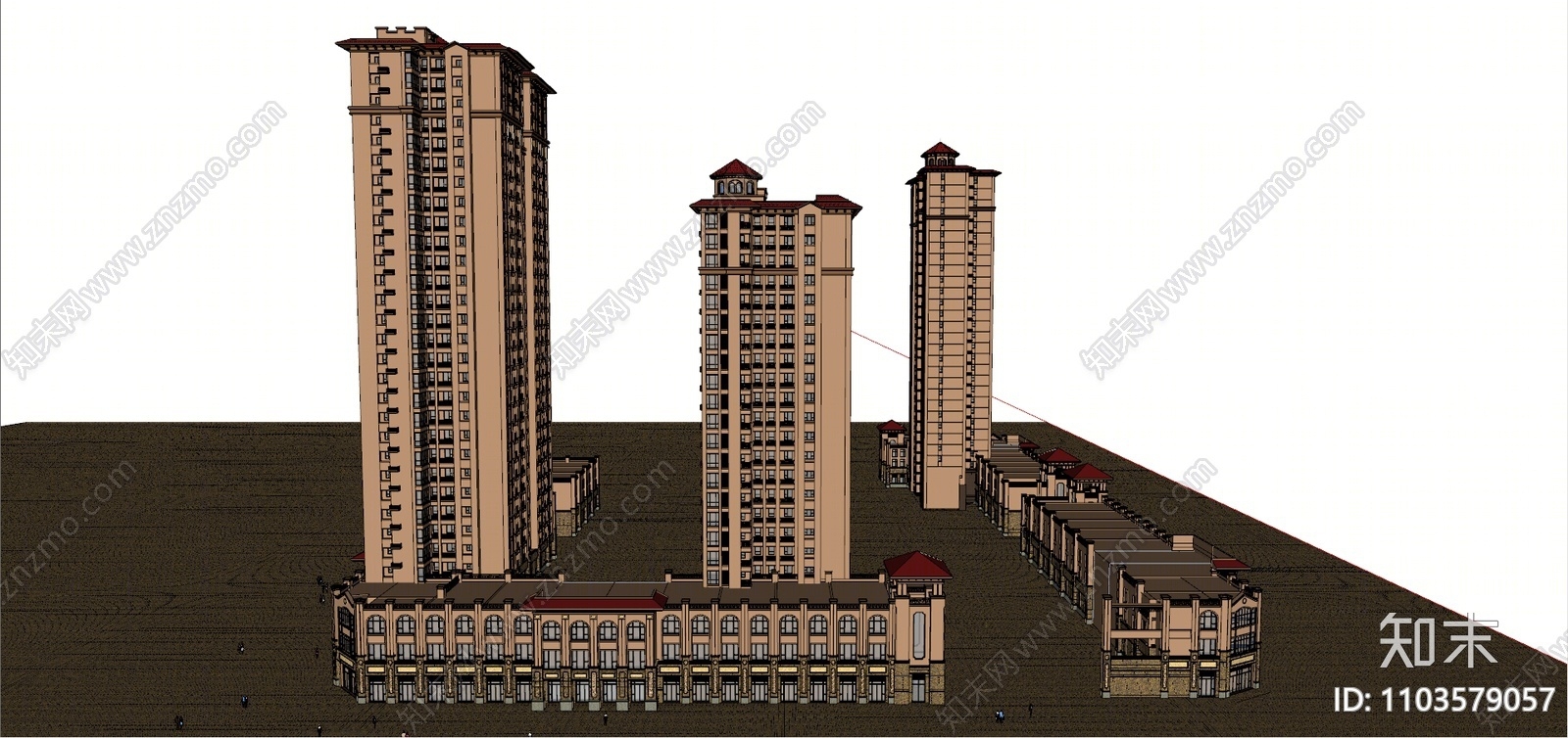 西班牙高层住宅SU模型下载【ID:1103579057】