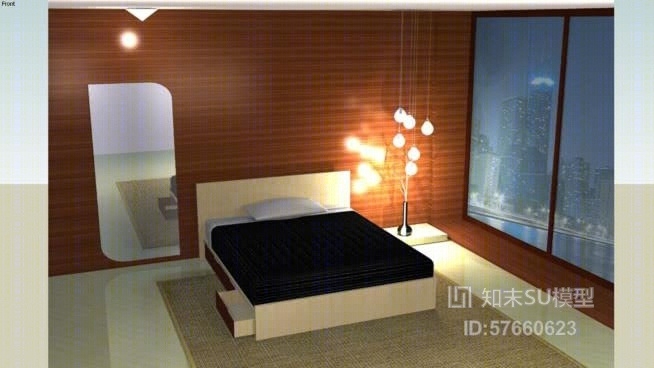 家居次卧室SU模型下载【ID:57660623】