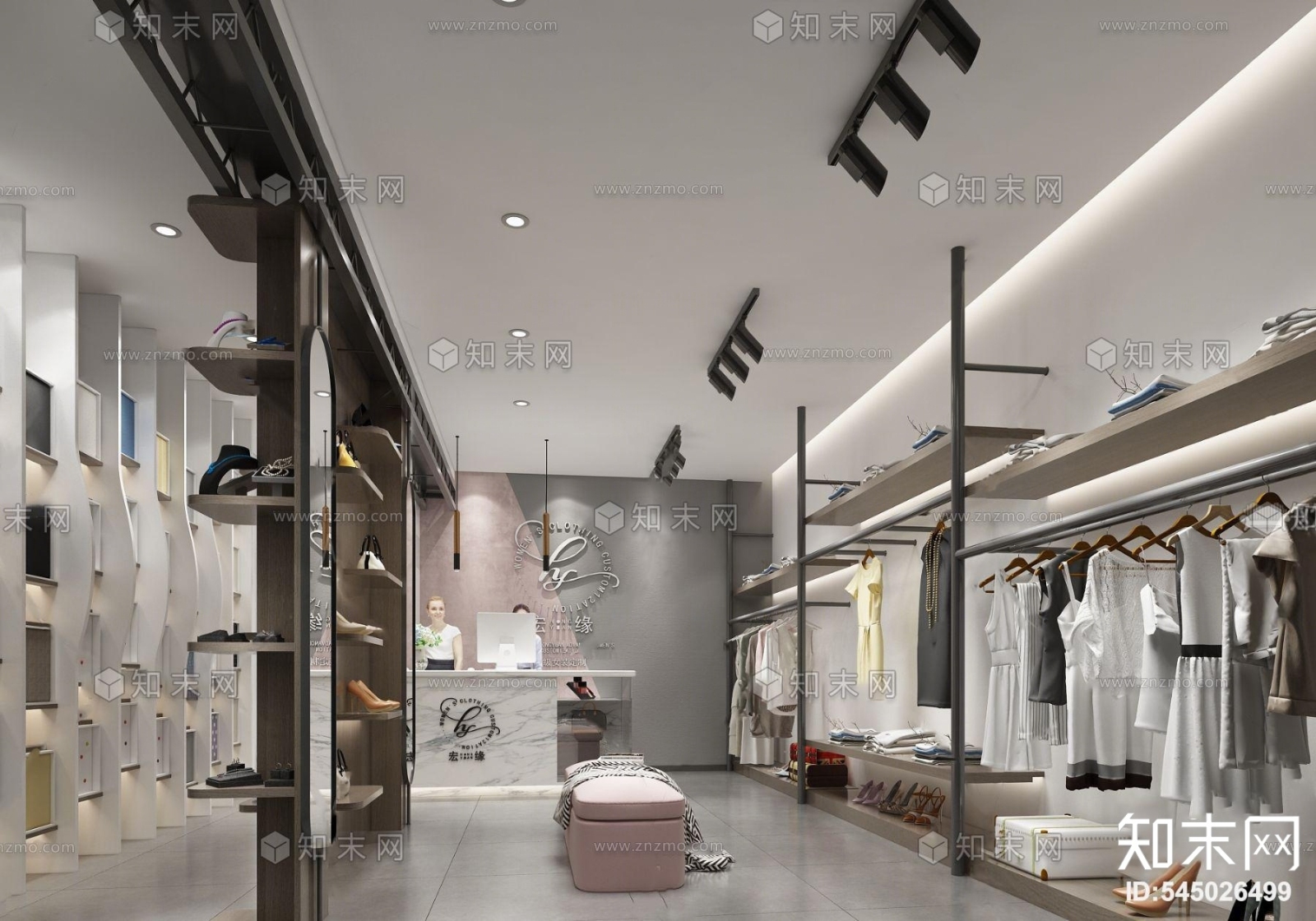 北欧服装店3D模型下载【ID:545026499】