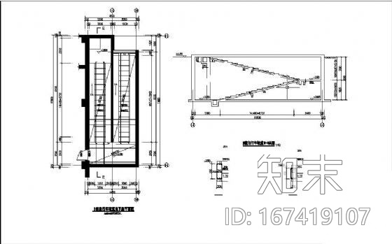 某高层地下室自行车坡道和剪刀式楼梯结构详图cad施工图下载【ID:167419107】