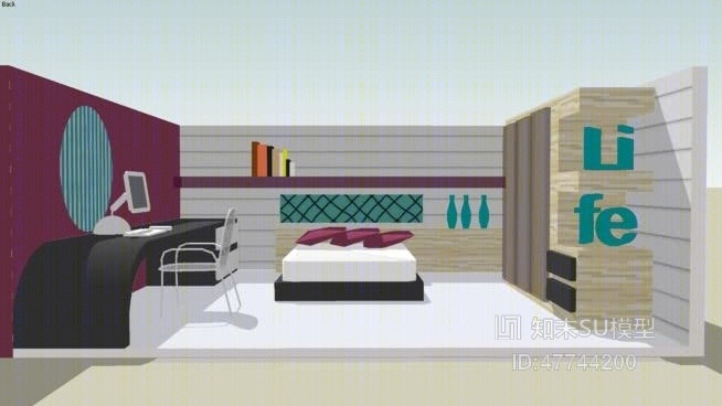 家居主卧室SU模型下载【ID:47744200】