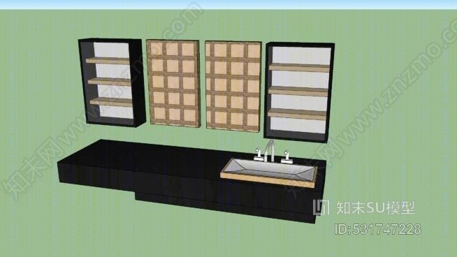 现代浴室柜台满SU模型下载【ID:531747228】