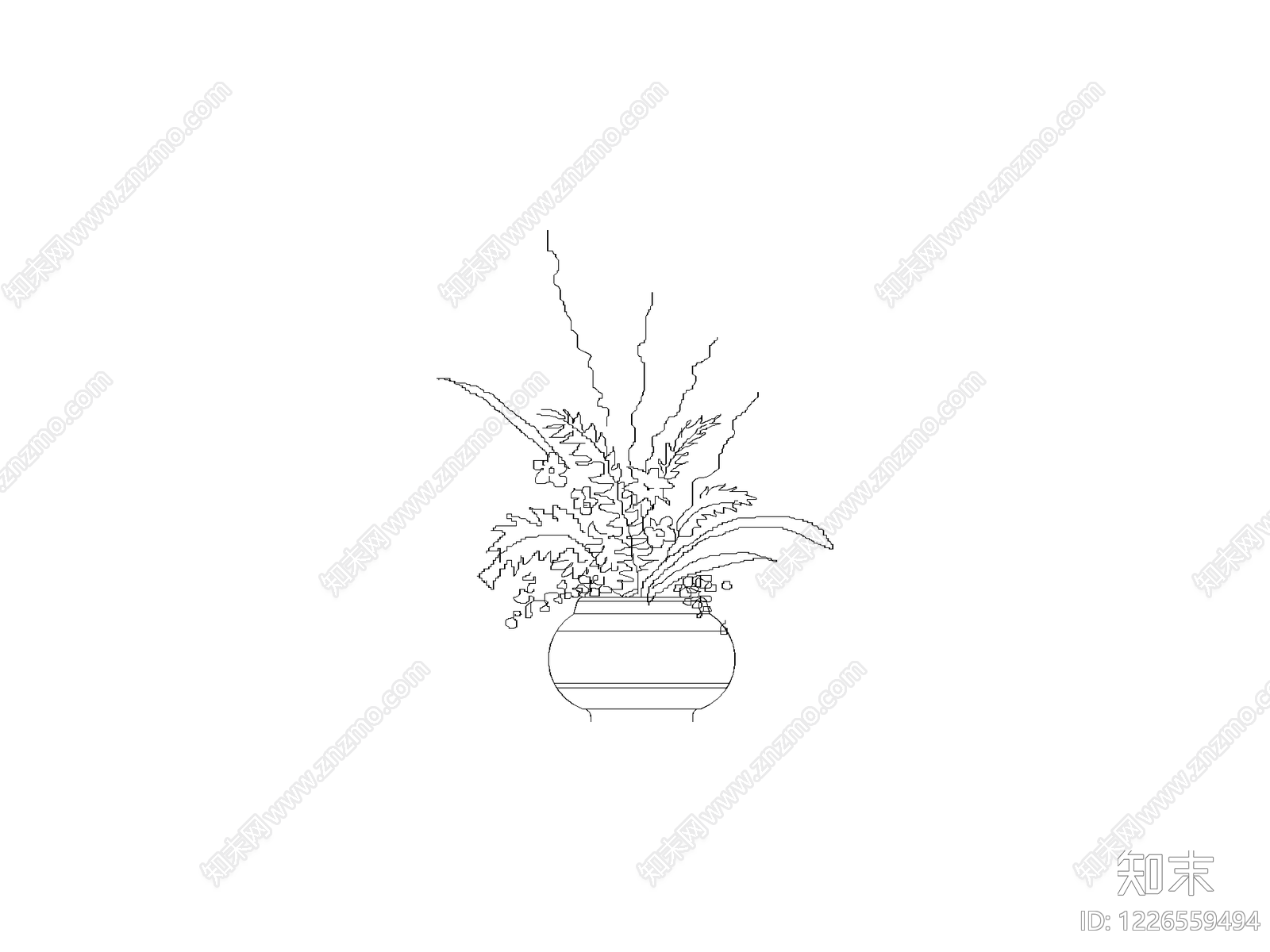 现代花CAD图纸