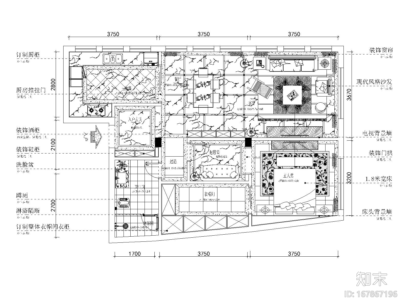 重庆200平现代风格自建套房施工图+效果图cad施工图下载【ID:167867196】