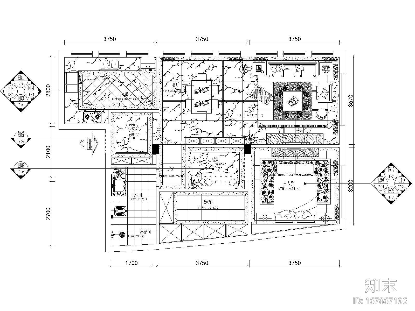 重庆200平现代风格自建套房施工图+效果图cad施工图下载【ID:167867196】